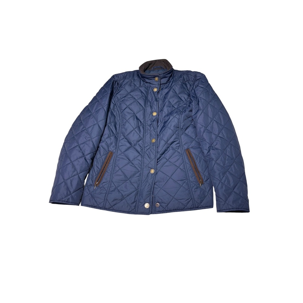 Brooks Brothers Navy Blue Quilted Jacket Womens Medium Diamond Quilt 100203277